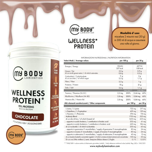 informazioni nutrizionali wellness protein gusto chocolate